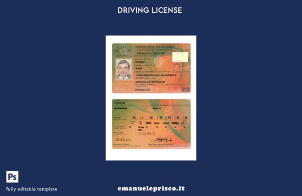 verified style modello di patente di guida del Burundi in stile verificato template